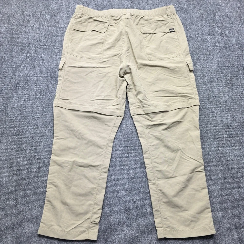 The North Face Men's XXL Convertible Hiking Pants Tan Khaki Zip Off Cargo Belted
